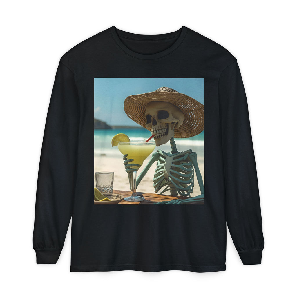 Chill Vibes Skeleton Unisex Garment-dyed Long Sleeve T-Shirt