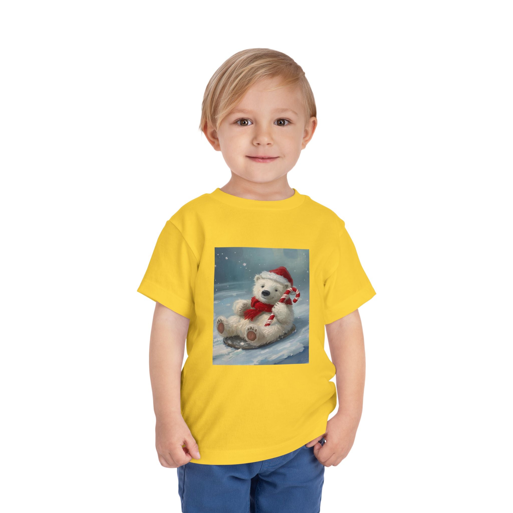 Cute Christmas Bear Toddler Short Sleeve Tee