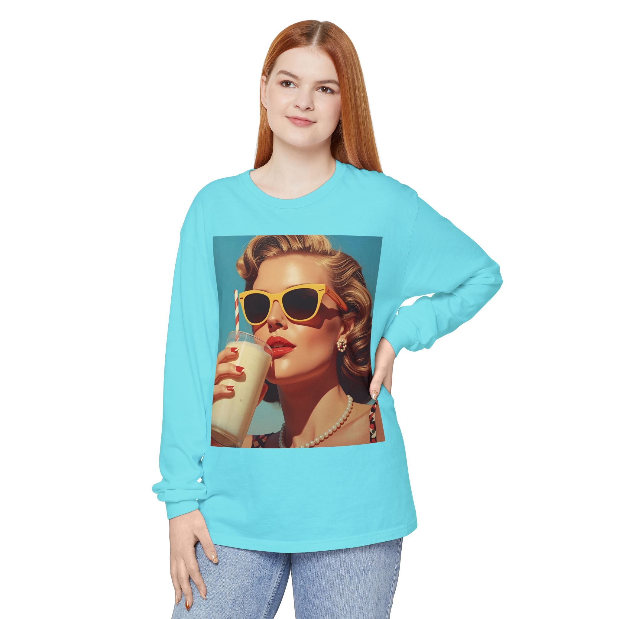 Retro Pop Art Long Sleeve T-Shirt, Vintage Graphic Tee, Fashion Top, Summer Style shirt, Gift for Art Lovers, Casual Wear