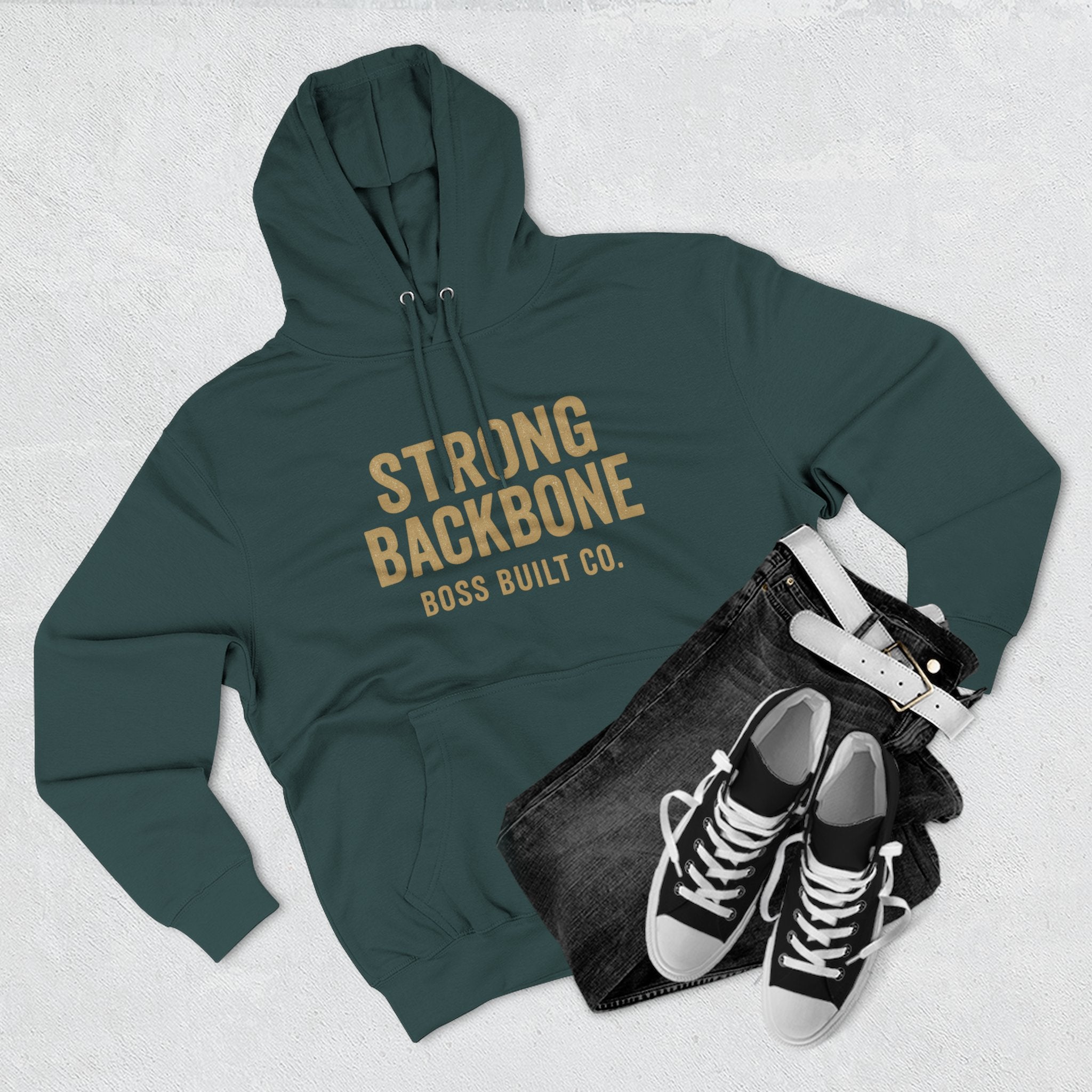 Strong Backbone Hoodie — 'Boss Built Co.' Vintage Fitness Hoodie