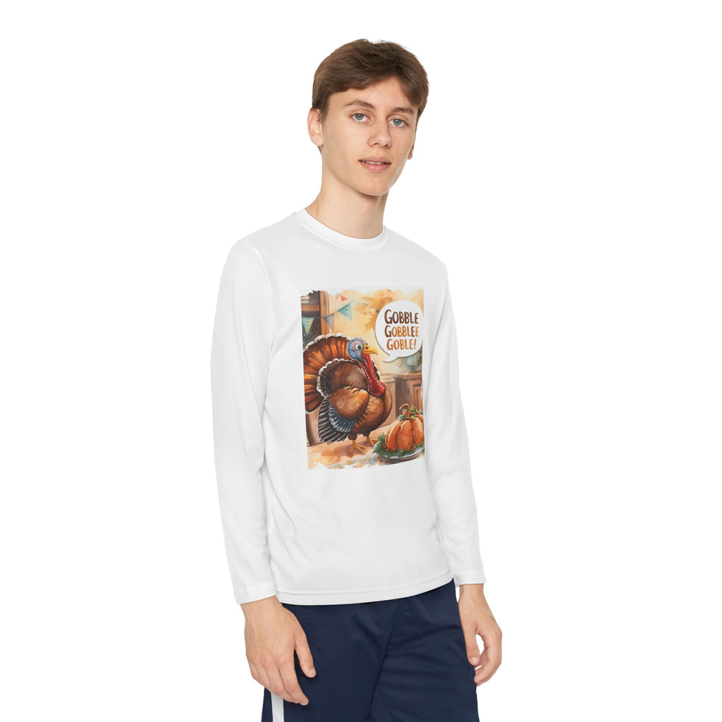 Thanksgiving Turkey Youth Long Sleeve Competitor Tee