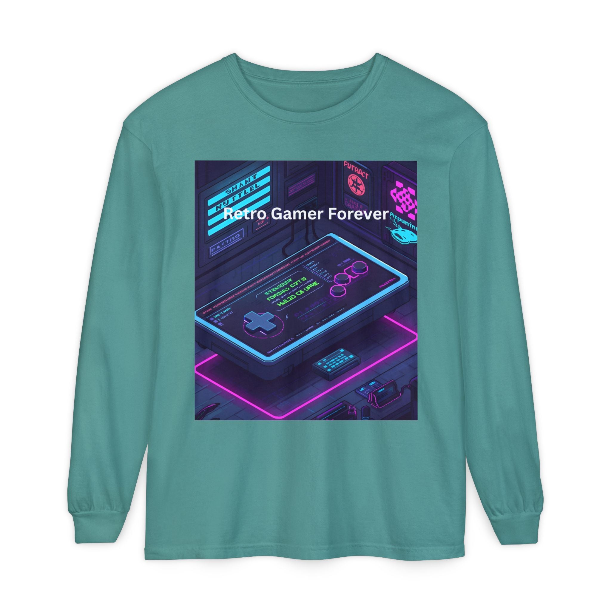 Retro Game Controller Unisex Garment-dyed Long Sleeve T-Shirt