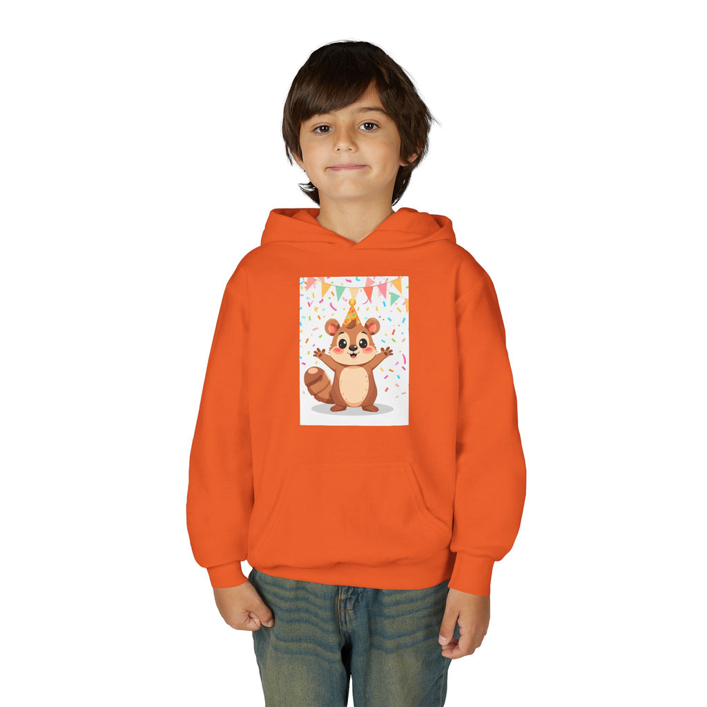 Party Animal With Squirl Youth Heavy Blend Hooded Sweatshirt