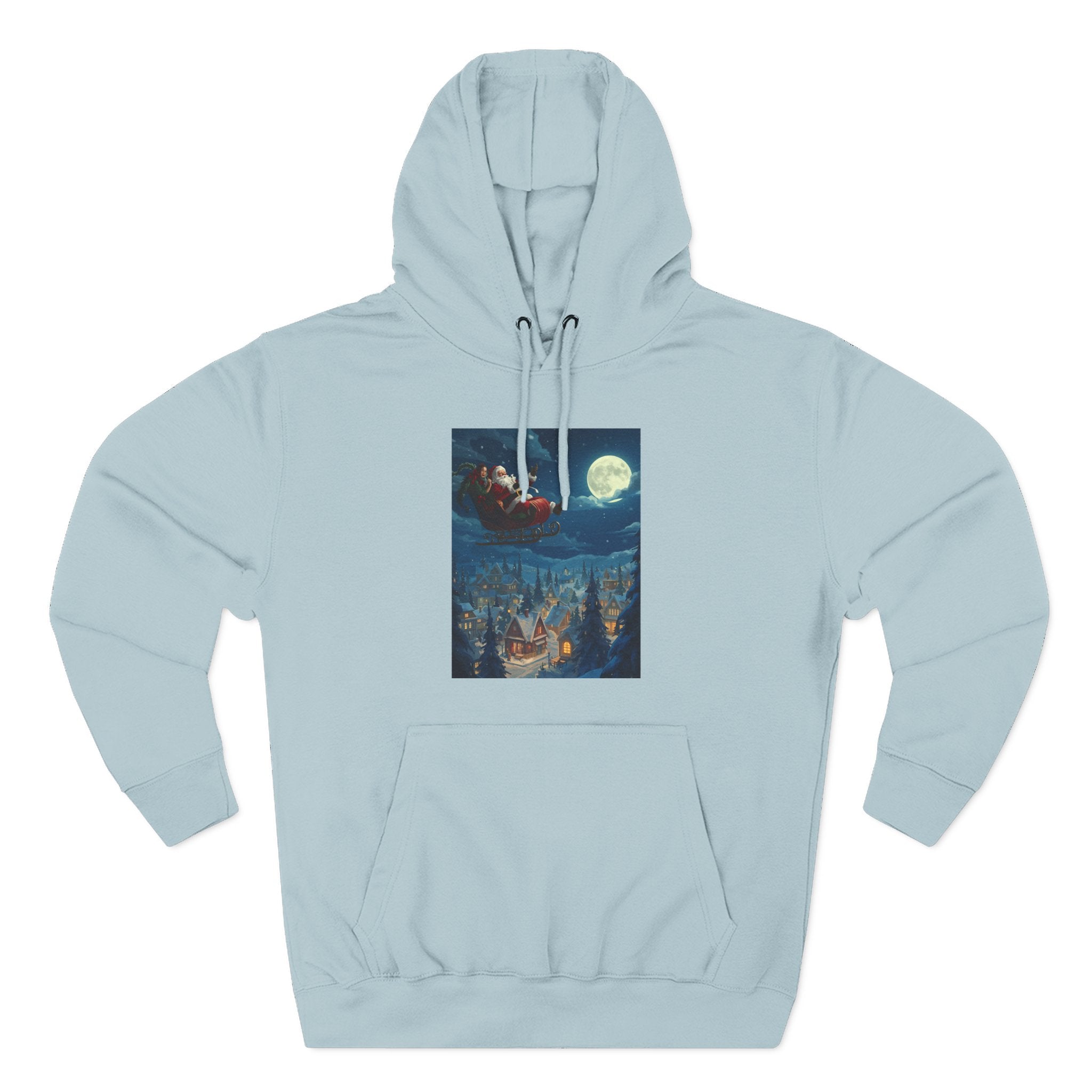 Christmas Santa Sleigh Three-Panel Fleece Hoodie