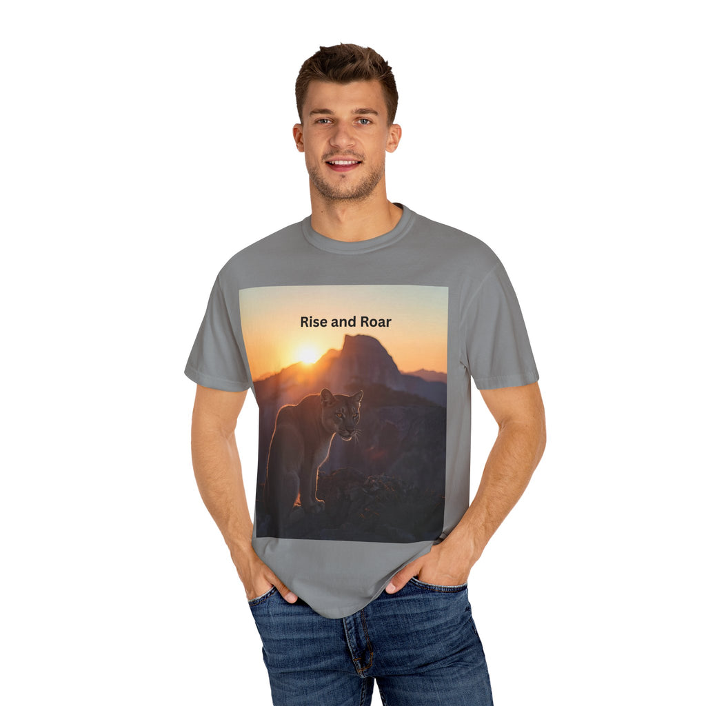 Unisex Nature-Inspired T-Shirt | "Rise and Roar" Graphic Tee, Outdoor Apparel, Gift for Adventurers, Wilderness Lovers, Motivational Shirt