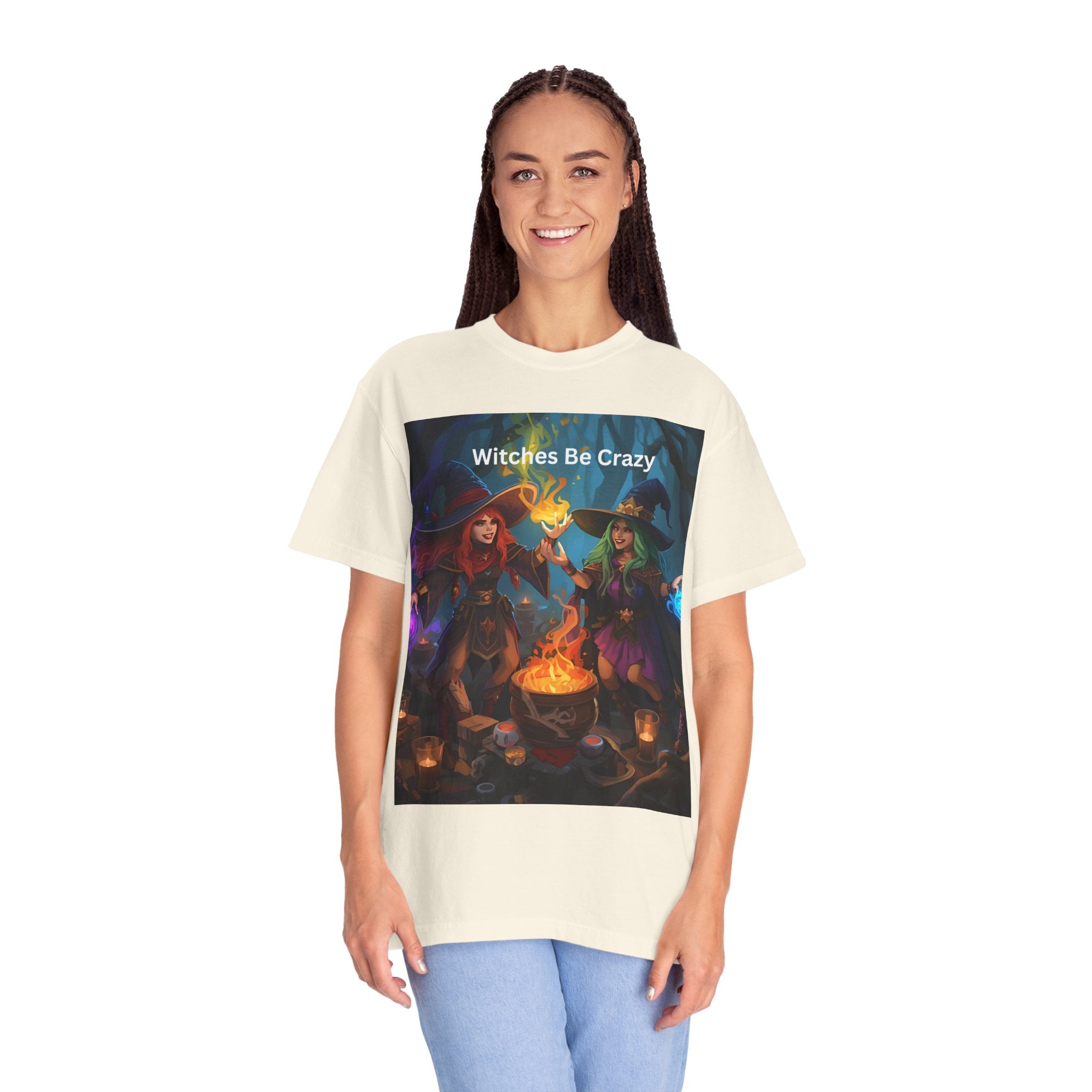 Spooky Halloween Witches Be Crazy T-Shirt, Unisex Garment-Dyed Tee for Halloween, Witch Lovers, Magical Gifts, Spooky Vibes, Casual Wear