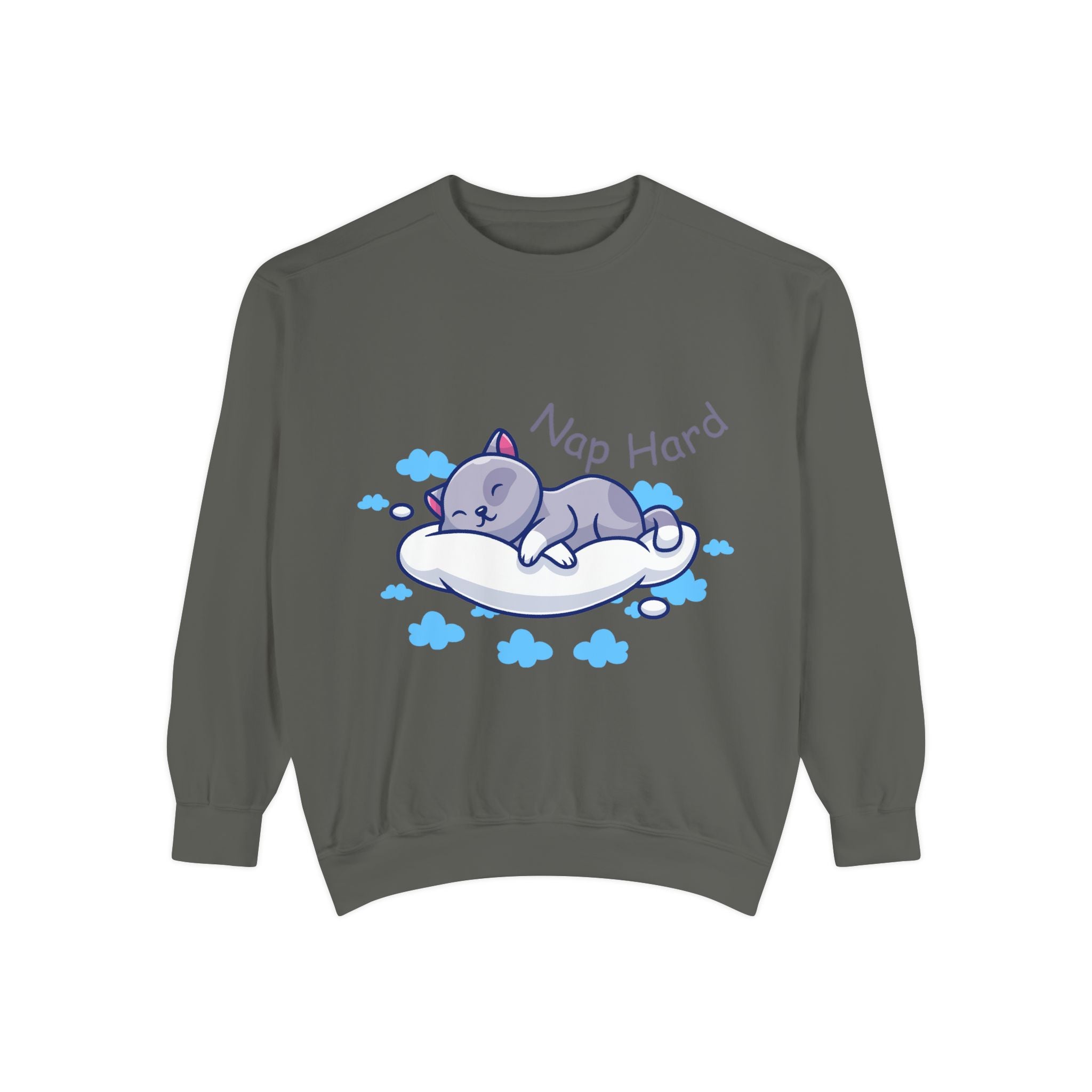 Cozy Cat Nap Hard Unisex Garment-Dyed Sweatshirt
