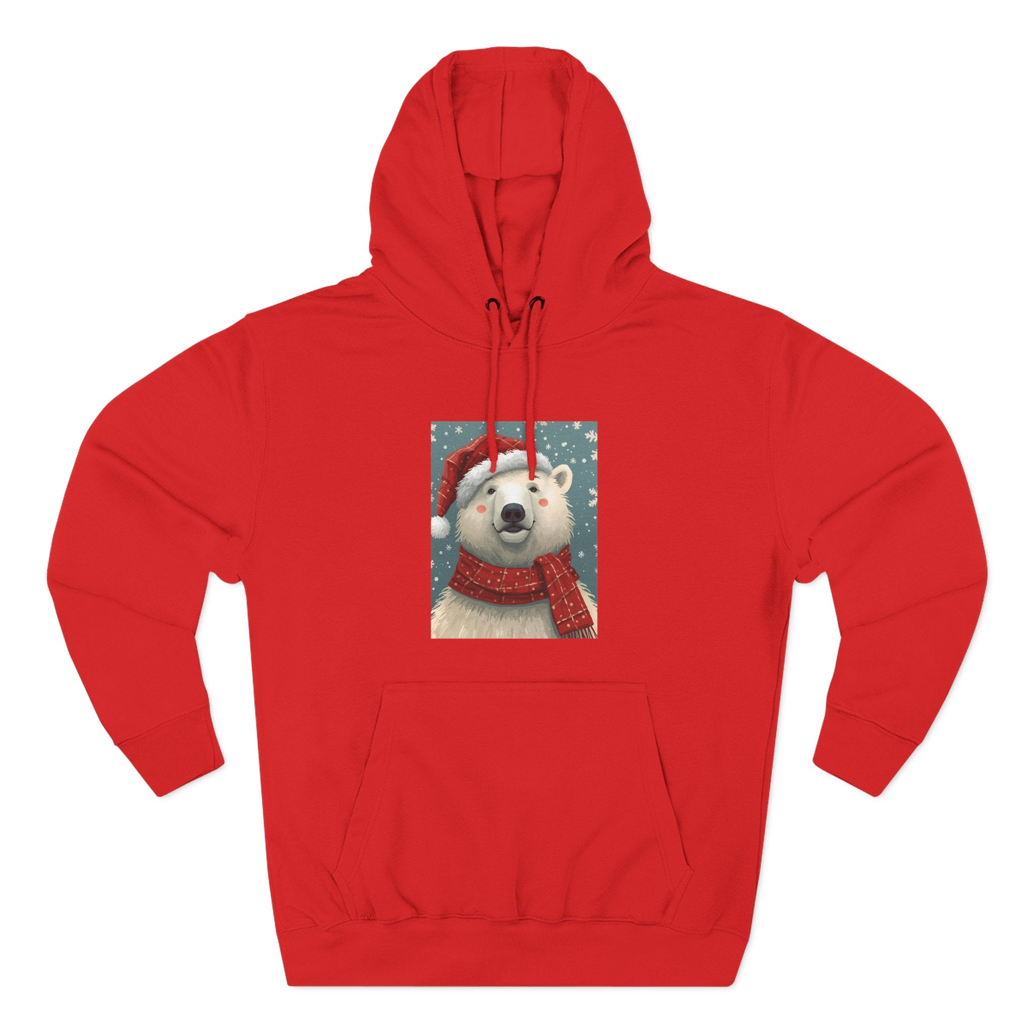 Cozy Polar Bear Holiday Hoodie, Winter Fleece Sweatshirt, Christmas Gift, Cute Animal Hoodie, Festive Apparel, Seasonal Wear