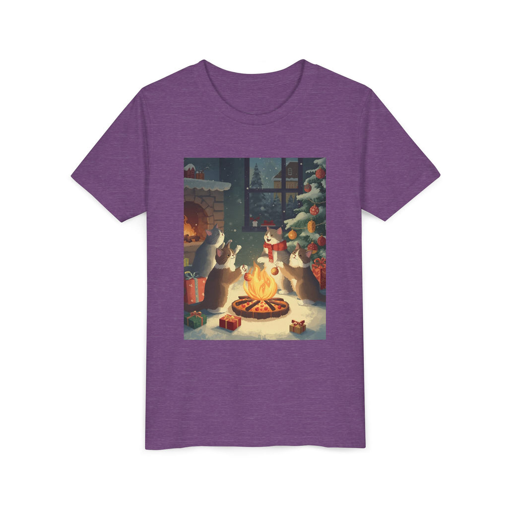 Cozy Christmas Youth Tee, Festive Graphic Short Sleeve Shirt, Holiday Charm for Kids, Cute Gift for Thanksgiving, Winter Gatherings