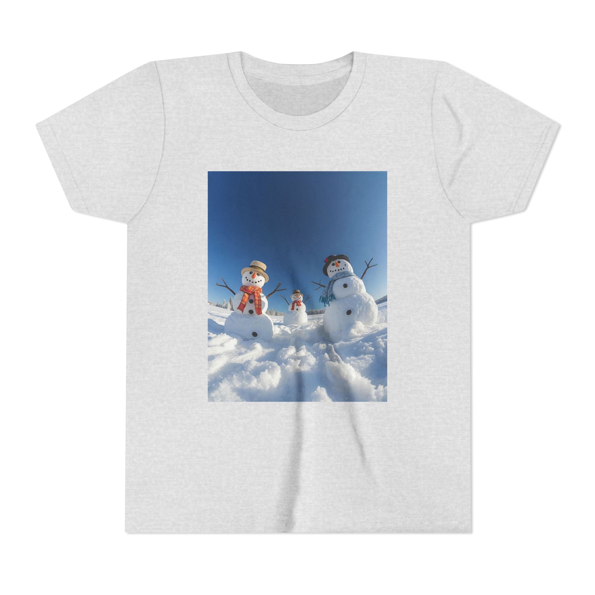 Festive Christmas Snowman Family Youth Short Sleeve Tee