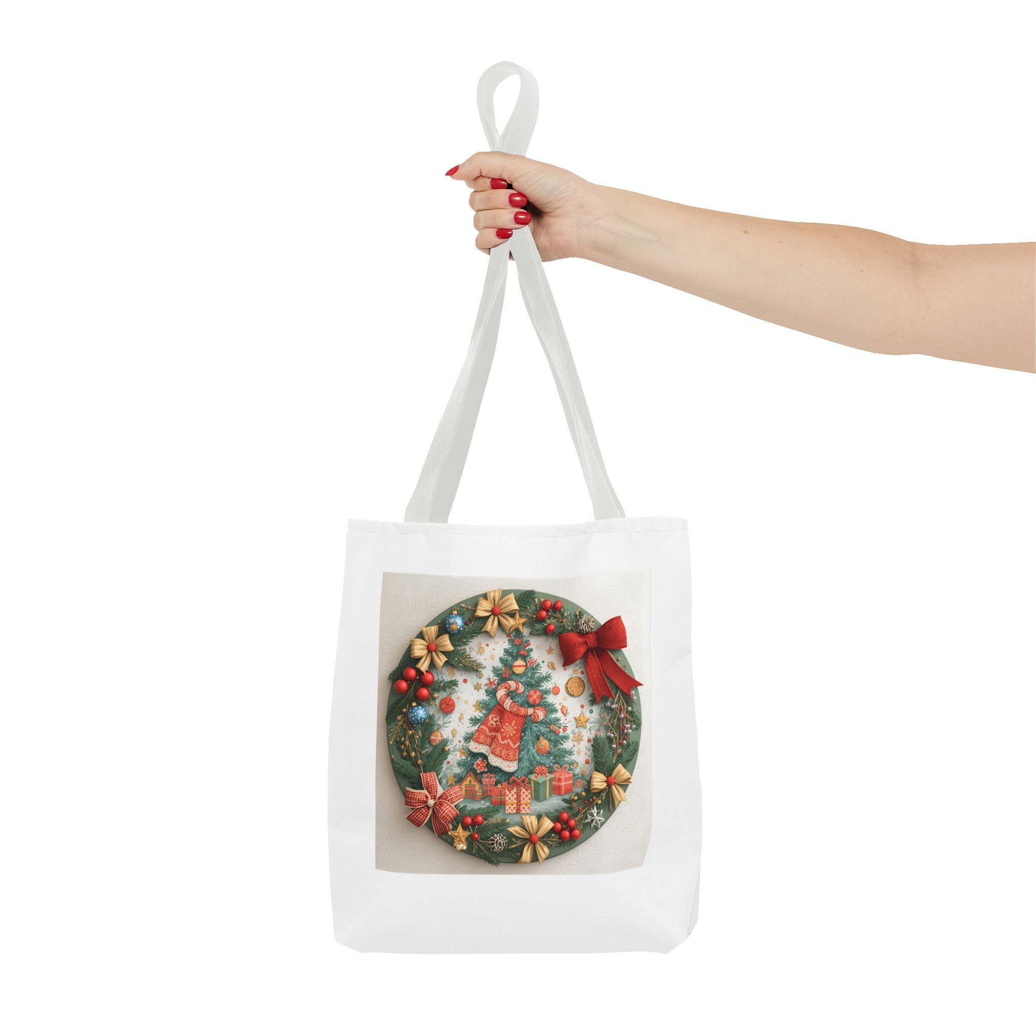 Christmas Tote Bag, Festive Holiday Bag, AOP Design, Gift Bag for Her, Reusable Shopping Tote