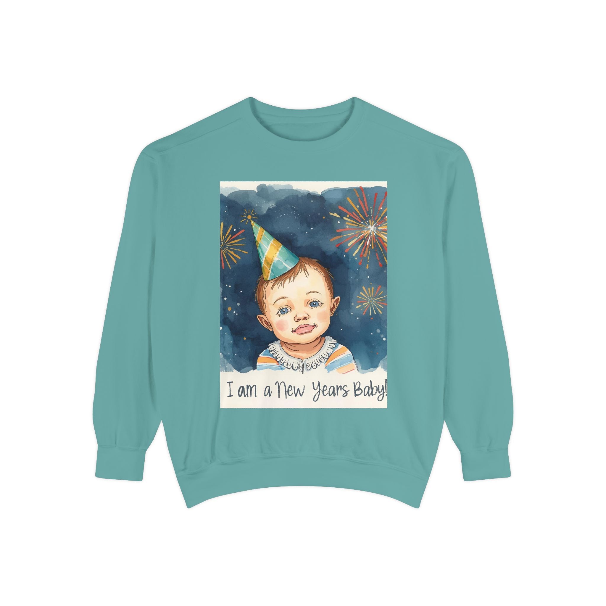 New Year's Baby Sweatshirt, Unisex Garment-Dyed Sweatshirt, Cute New Year Outfit, Holiday Gift, Baby Celebration Wear, Cozy Party Sweater