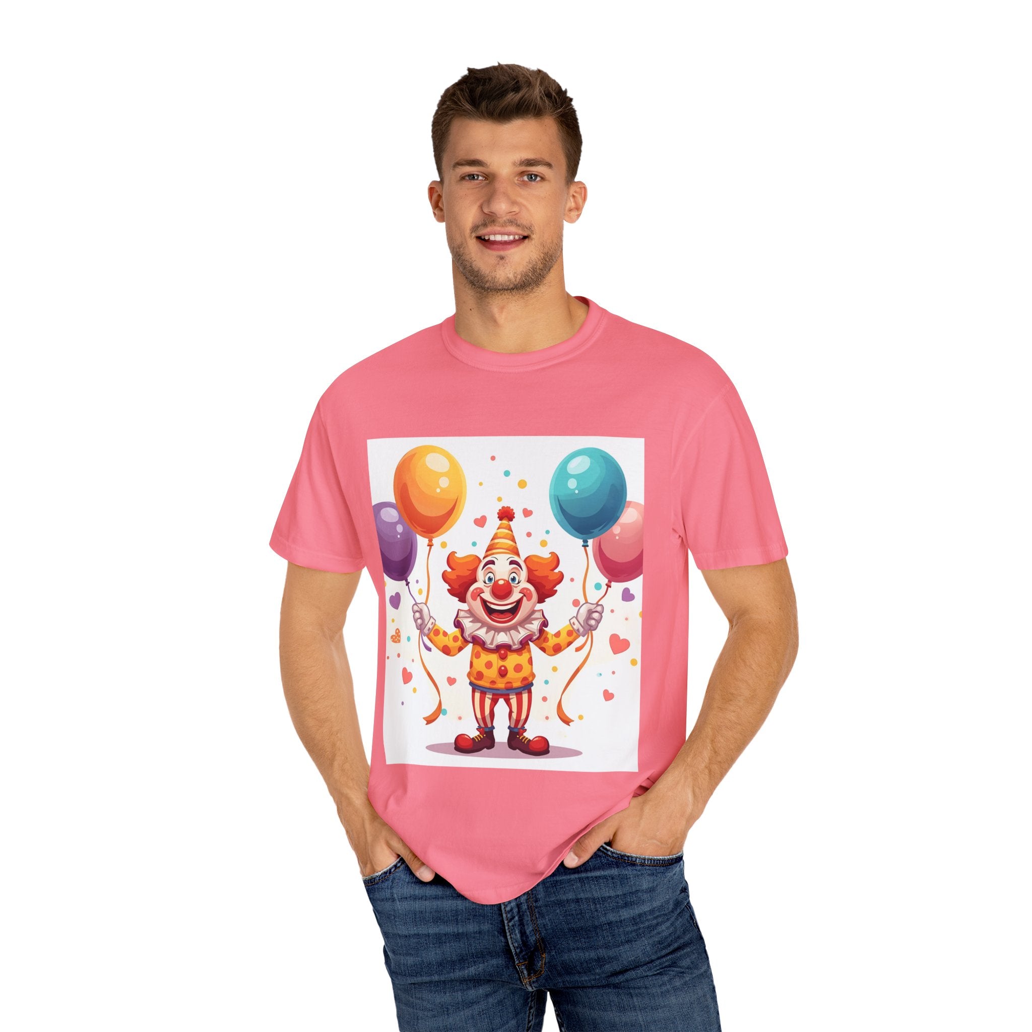 Colorful Clown Balloon T-Shirt, Fun Graphic Tee, Unisex party shirt, Circus themed apparel, Birthday gift for kids