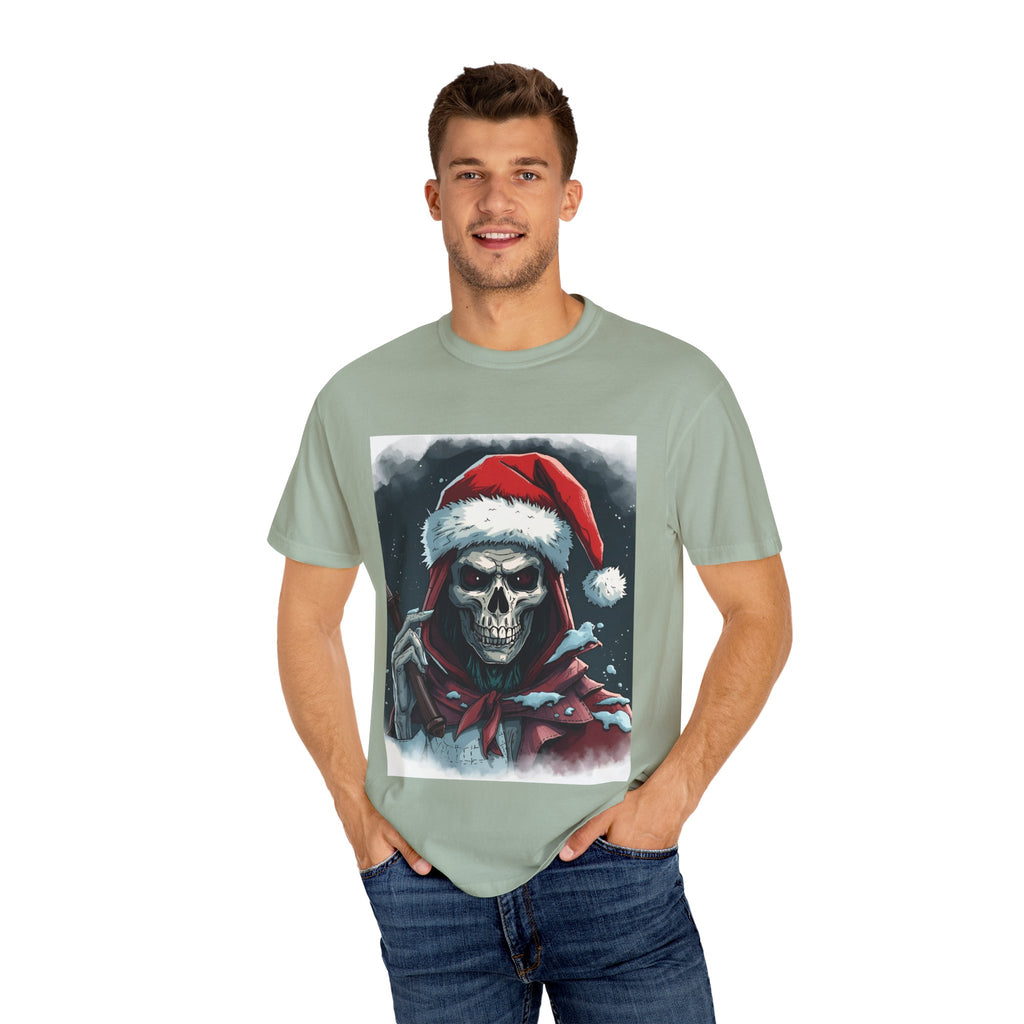 Spooky Santa Skull Graphic T-Shirt - Unisex Holiday Apparel, Christmas Gift, Casual Wear, Graphic Tee, Halloween Shirt