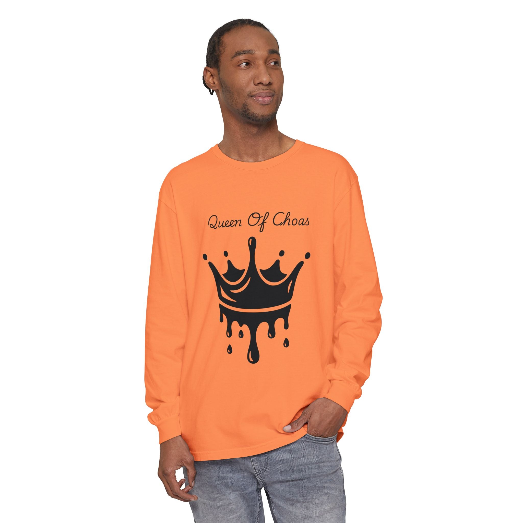 Queen of Chaos Long Sleeve T-Shirt - Stylish Unisex Apparel for Creative Souls, Casual Wear, Gift for Her, Birthday, Everyday Style