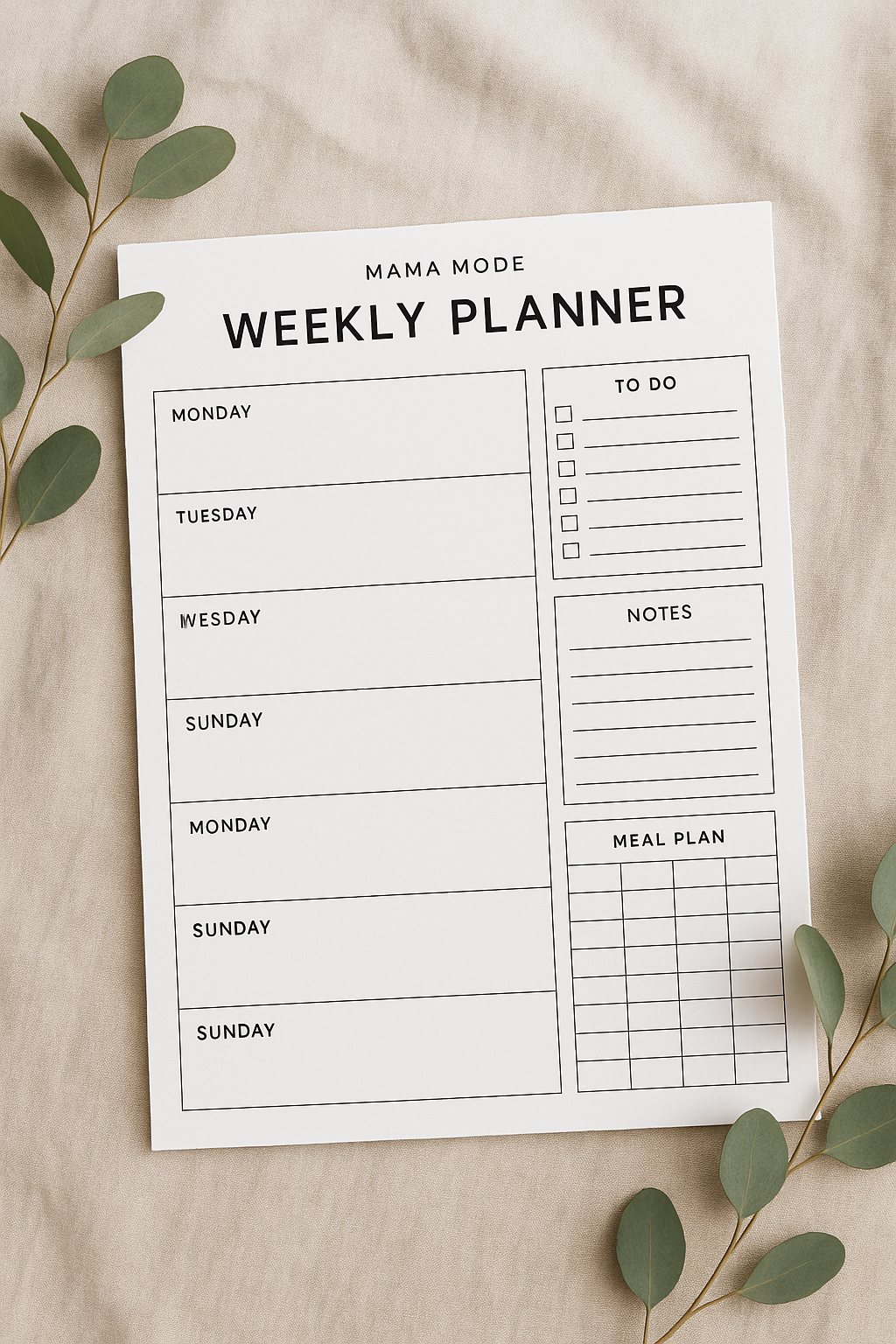 Mama Mode Weekly Planner – Printable Download