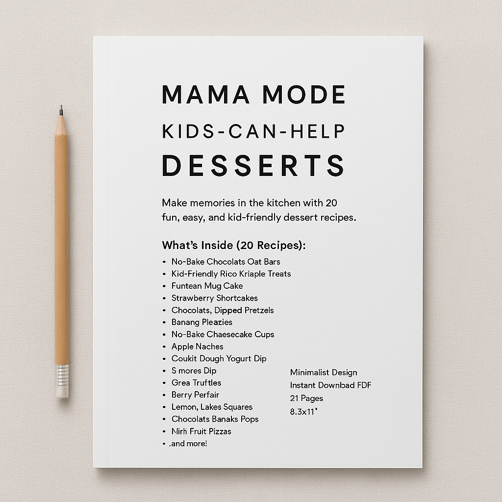Mama Mode Kids-Can-Help Desserts Cookbook – Minimal Edition (20 Easy Recipes!)
