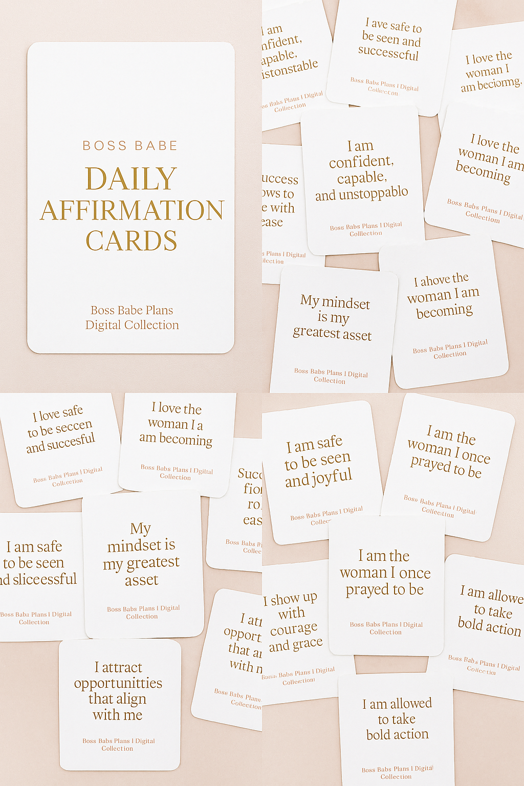 Boss Babe Daily Affirmation Cards – Blush & Gold Printable Deck by Boss Babe Plans