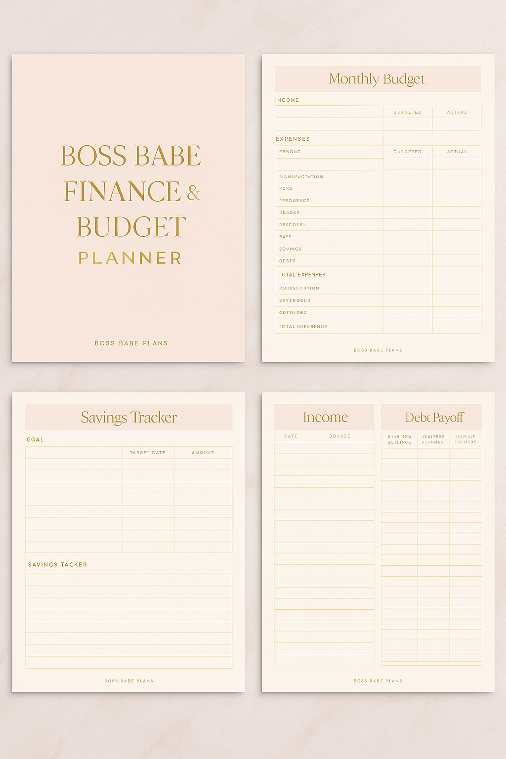 Boss Babe Finance & Budget Planner – Blush & Gold Printable by Boss Babe Plans