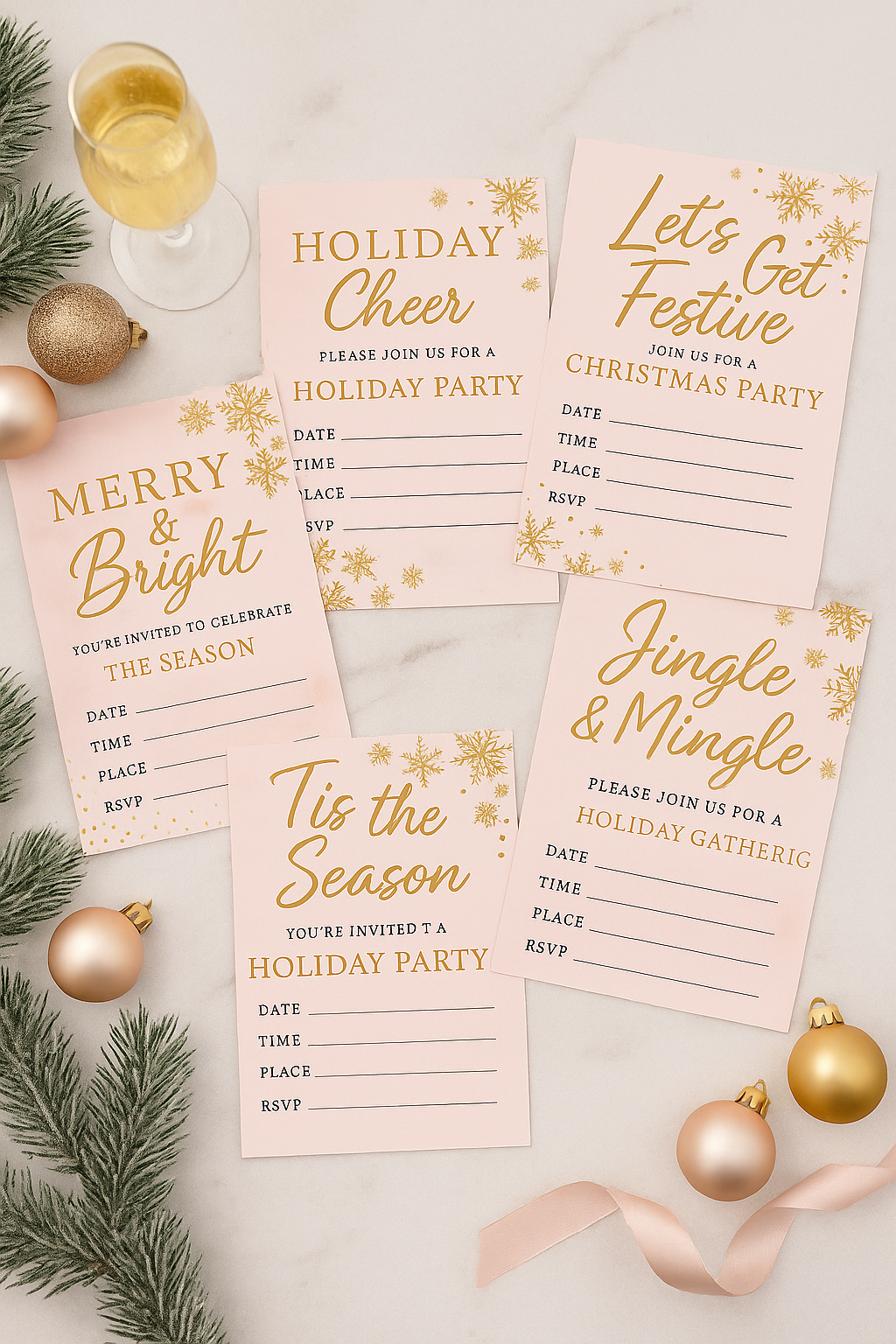 Boss Babe Christmas Party Invitations – Blush & Gold Printable by Boss Babe Plans
